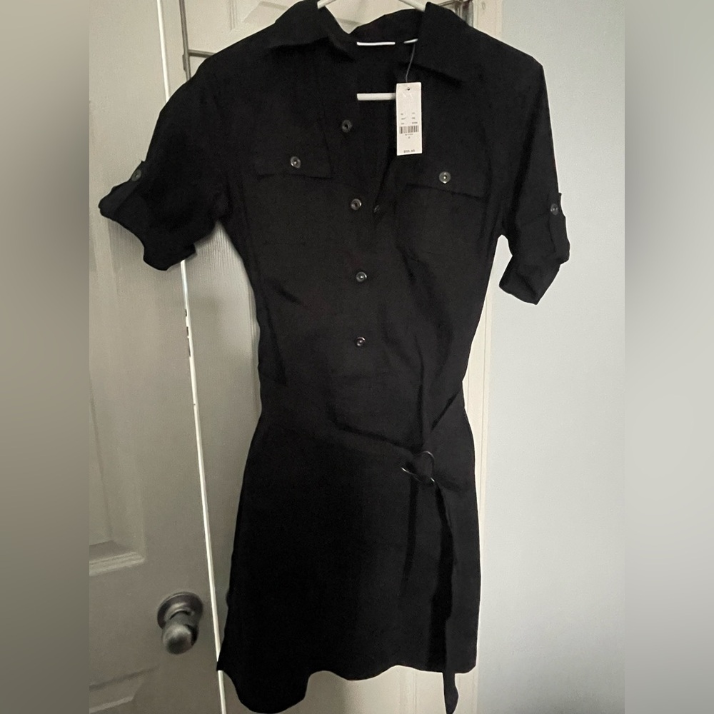 Black, camo style a-line dress.